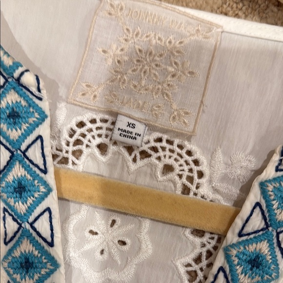 Johnny Was Cream Long Sleeve V-Neck Sundress - Picture 7 of 11